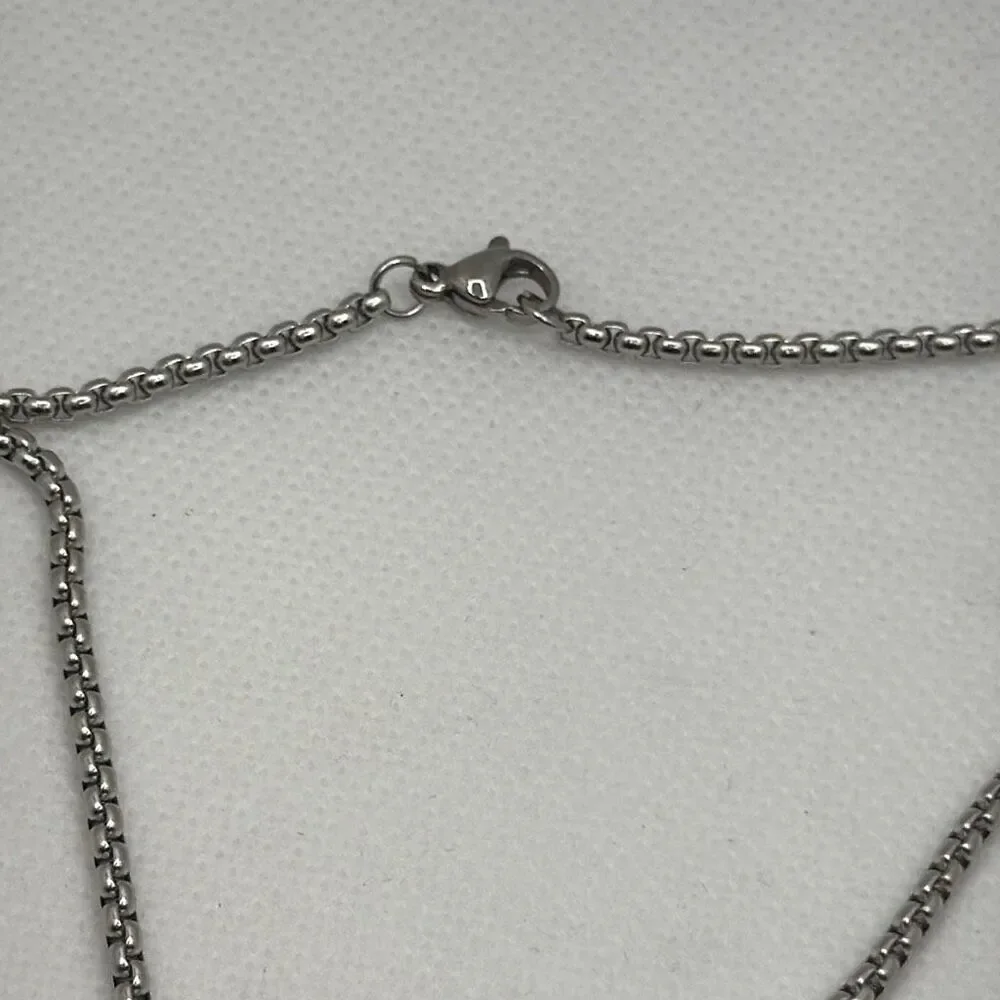 Titanium plated Skull Spade Pendant Necklace 23” Gothic Biker Punk